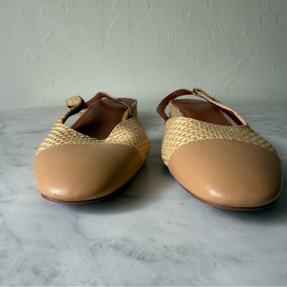 ASOS Beige Raffia Slingback Flats Size 8 - Picture 2 of 8